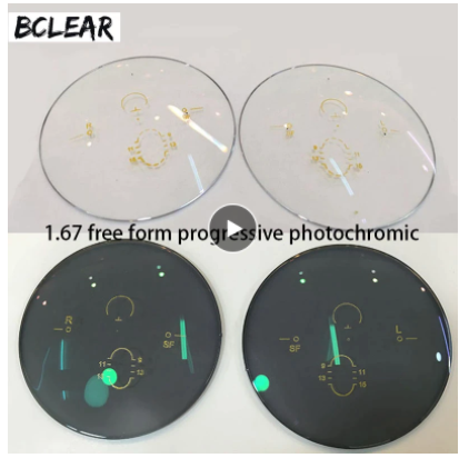 BCLEAR 1.67 Index Free Form Photochromic Progressive Lenses Color Gray Lenses Bclear Lenses   