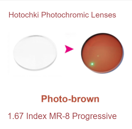 Hotochki 1.67 Index MR-8 Aspheric Progressive Photochromic Lenses Lenses Hotochki Lenses Photochromic Auburn  