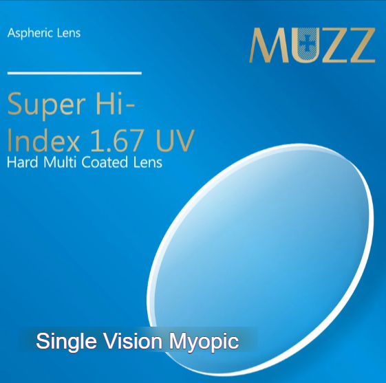Muzz Ultra Thin Aspheric Single Vision Clear Myopic Lenses Lenses Muzz Lenses 1.67  