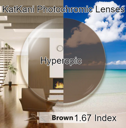 KatKani Aspheric Single Vision Photochromic HD Lenses Lenses KatKani Eyeglass Lenses 1.67 Photo Brown Hyperopic
