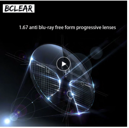 BCLEAR 1.67 Refractive Index Free Form Aspheric Anti-Blue Progressive Lenses Color Clear Lenses Bclear Lenses   
