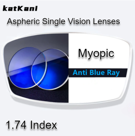 KatKani Aspheric Single Vision Anti Blue Light Clear Lenses Lenses KatKani Eyeglass Lenses 1.74 Myopic 