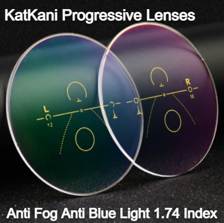 KatKani Aspheric Anti Fog Anti Blue Clear Lenses Lenses KatKani Eyeglass Lenses 1.74 Progressive 