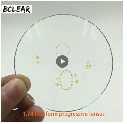 BCLEAR 1.74 Aspherical Free Form Progressive Lenses Color Clear Lenses Bclear Lenses   