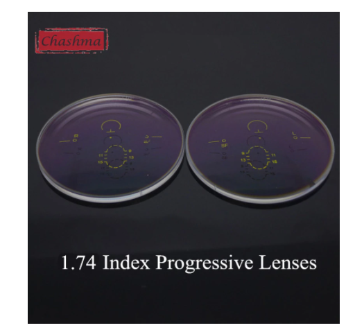 Chashma 1.74 Index Aspheric Wide Field Free Form Interior Progressive Lenses Color Clear Lenses Chashma Lenses   