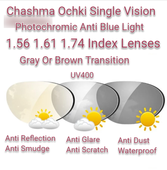 Chashma Ochki Single Vision Photochromic Anti Blue Light Lenses Lenses Chashma Ochki Lenses   
