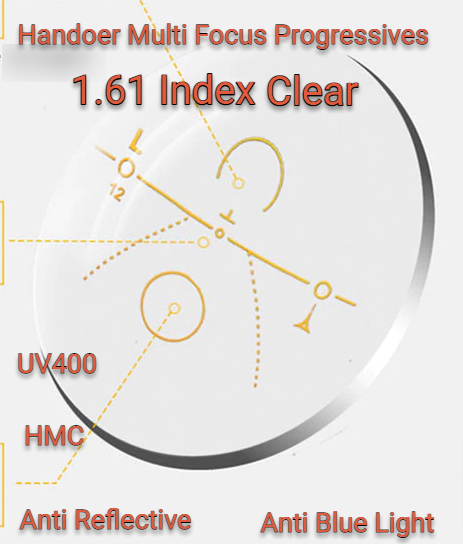 Handoer 1.61 Index Multi Focus Progressive Clear Anti Blue Light Lenses Lenses Handoer Lenses   