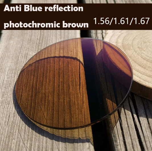 Cubojue Single Vision Myopic Photochromic Brown Anti Blue Lenses Lenses Cubojue Lenses   