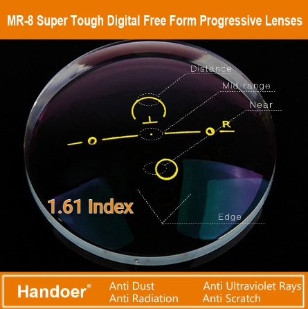 Handoer 1.61 Index MR-8 Clear Progressive Lenses Lenses Handoer Lenses   