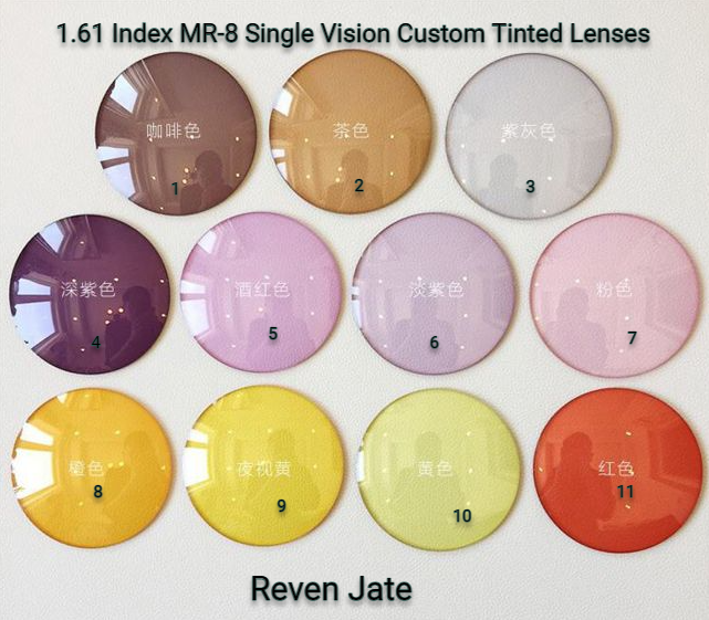 Reven Jate 1.61 Index MR-8 Single Vision Tinted Lenses Lenses Reven Jate Lenses Custom 1-11  
