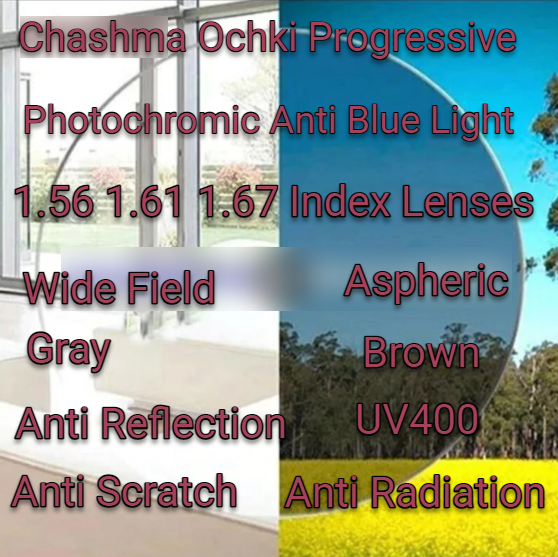 Chashma Ochki Wide Field Progressive Photochromic Anti Blue Light Lenses Lenses Chashma Ochki Lenses   
