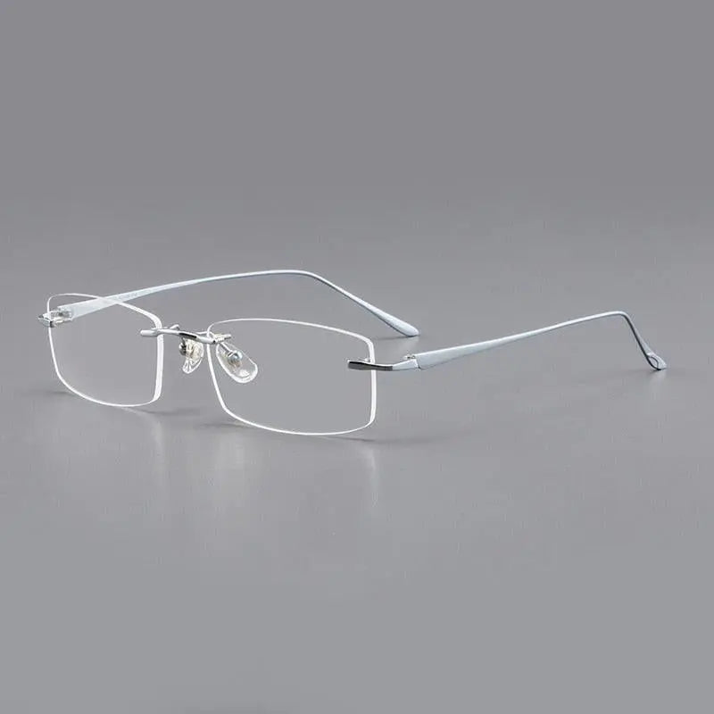 Clear Rimless Rectangular Glasses Yimaruili Men's Rimless Rectangle Titanium Eyeglasses A8012t – FuzWeb