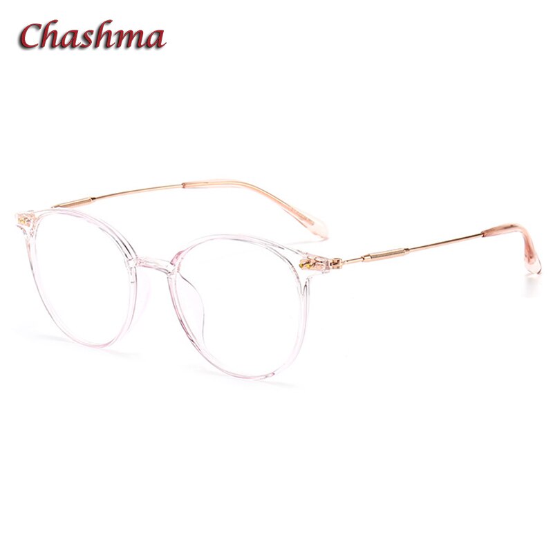Chashma Ochki Unisex Full Rim Round Tr 90 Titanium Eyeglasses 90045 Full Rim Chashma Ochki Trans Pink-C9  