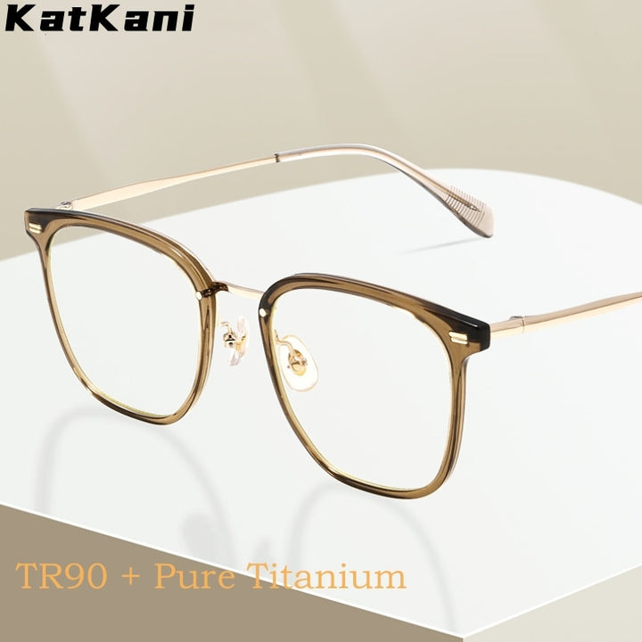 KatKani Unisex Full Rim Square Tr 90 Titanium Eyeglasses F15838l Full Rim KatKani Eyeglasses   