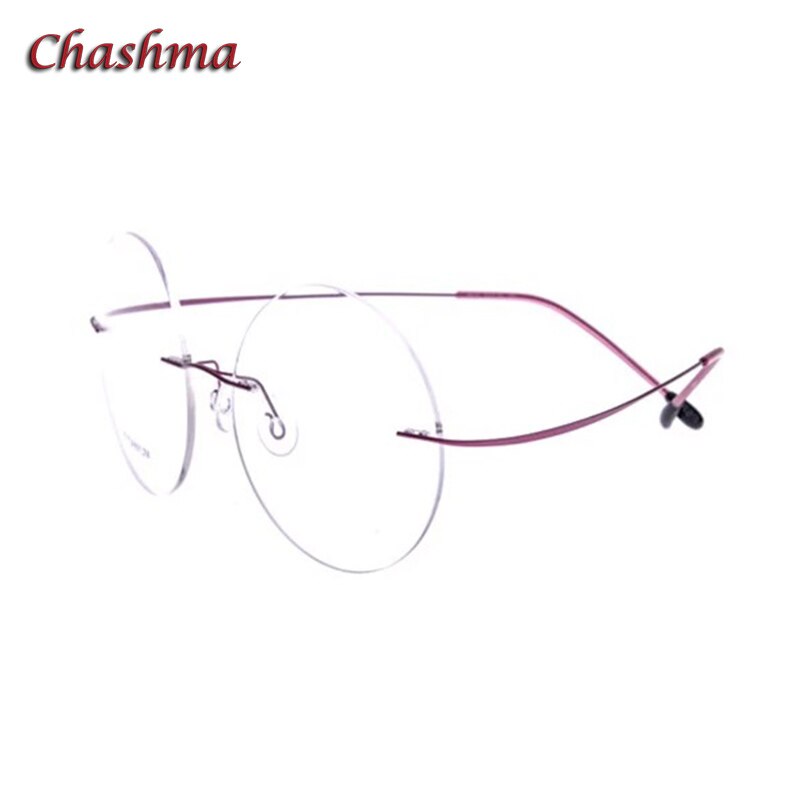 Chashma Ochki Unisex Rimless Round Titanium Eyeglasses 9613 Rimless Chashma Ochki Purple  