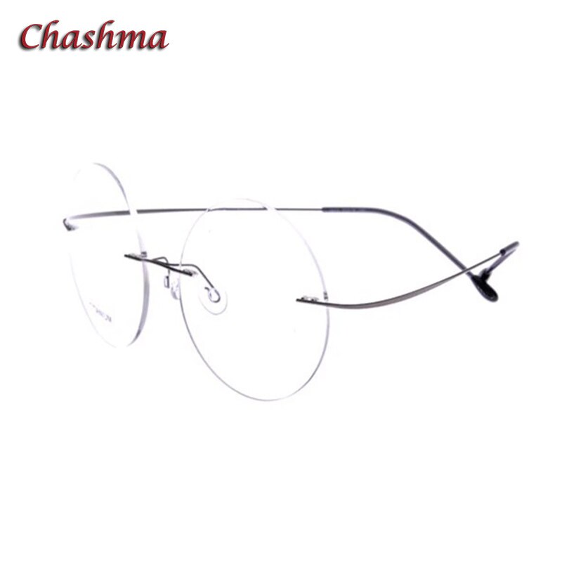 Chashma Ochki Unisex Rimless Round Titanium Eyeglasses 9613 Rimless Chashma Ochki Gun  