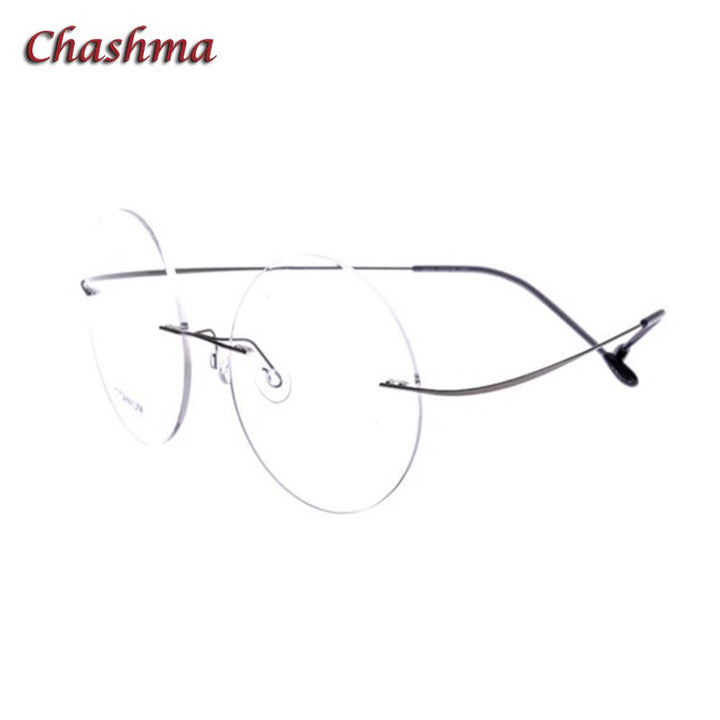 Chashma Ochki Unisex Rimless Round Titanium Eyeglasses 9613 Rimless Chashma Ochki Gun  