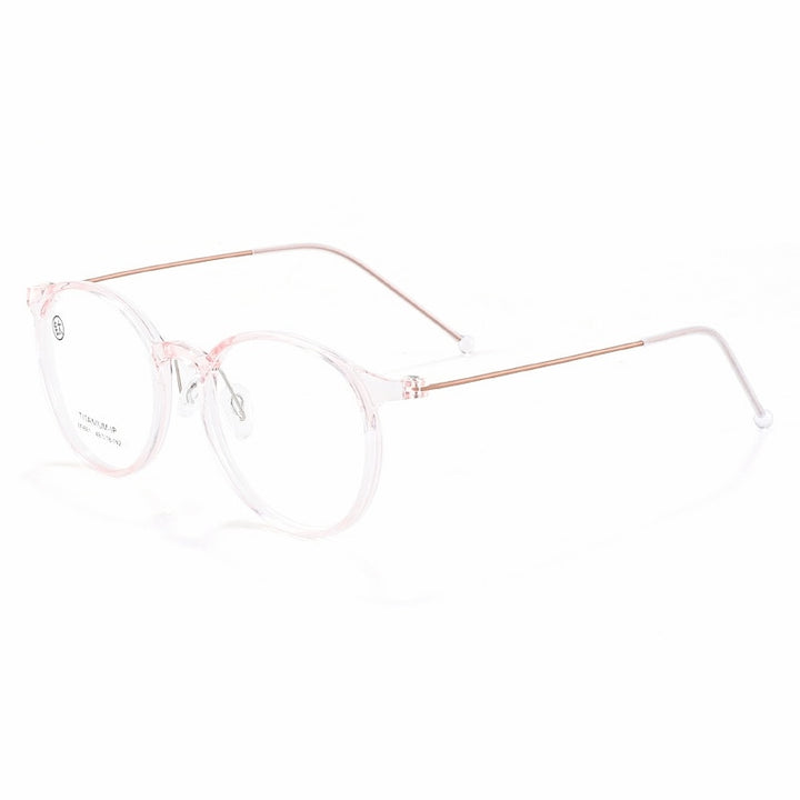 KatKani Unisex Full Rim Round Tr 90 Titanium Eyeglasses M9881 Full Rim KatKani Eyeglasses Transparent Pink  