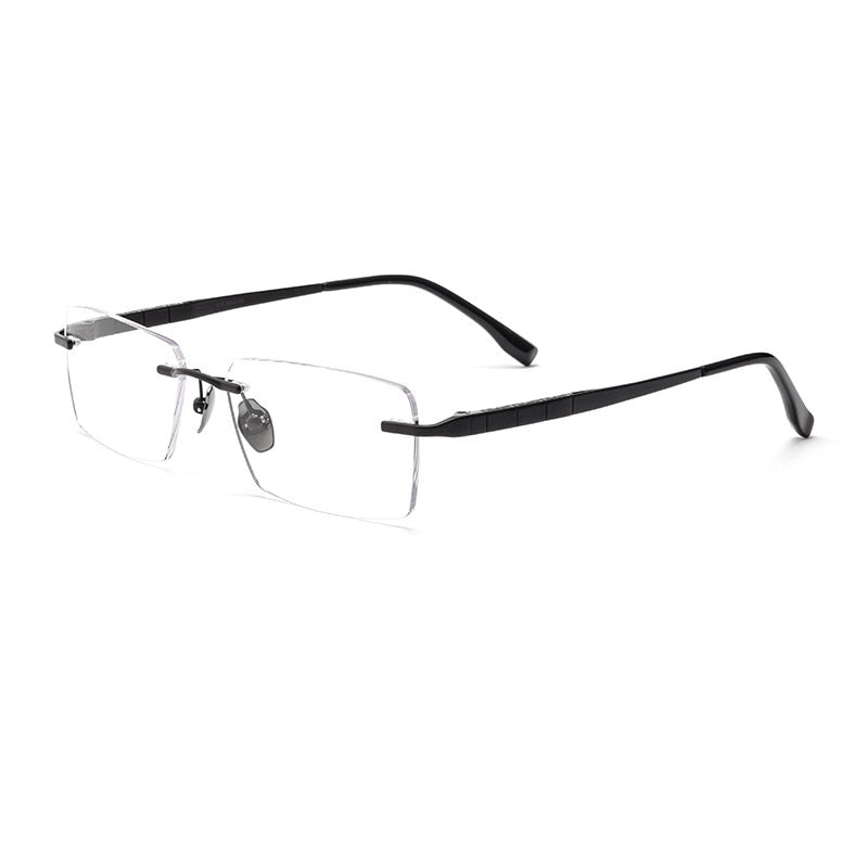 Yimaruili Men's Rimless Square Titanium F91092t Rimless Yimaruili Eyeglasses Black  