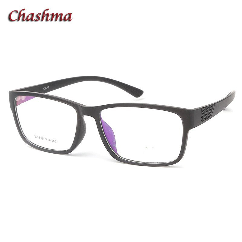 Chashma Ochki Men's Full Rim Large Square Tr 90 Titanium Eyeglasses 3015 Full Rim Chashma Ochki Matte Black  