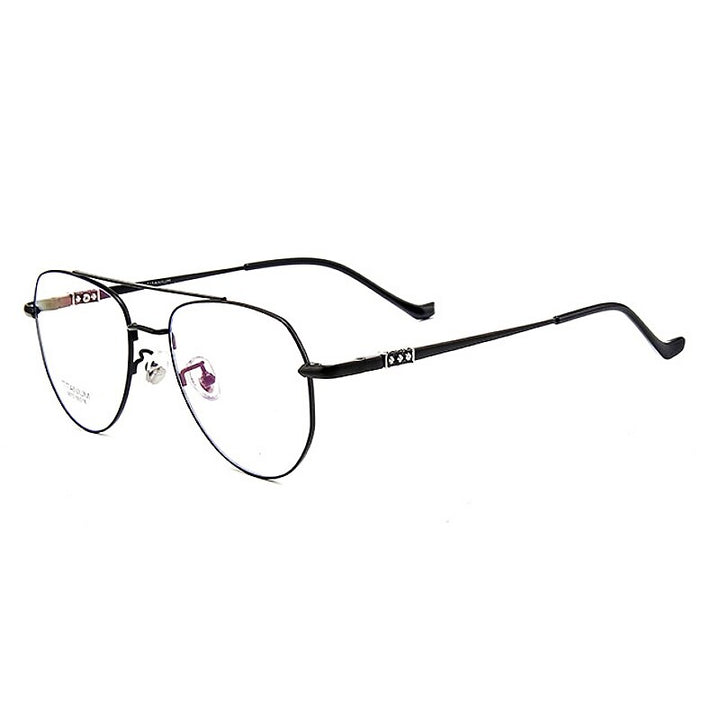 Yimaruili Unisex Full Rim Oval Double Bridge Titanium Eyeglasses 9073 Full Rim Yimaruili Eyeglasses Black  