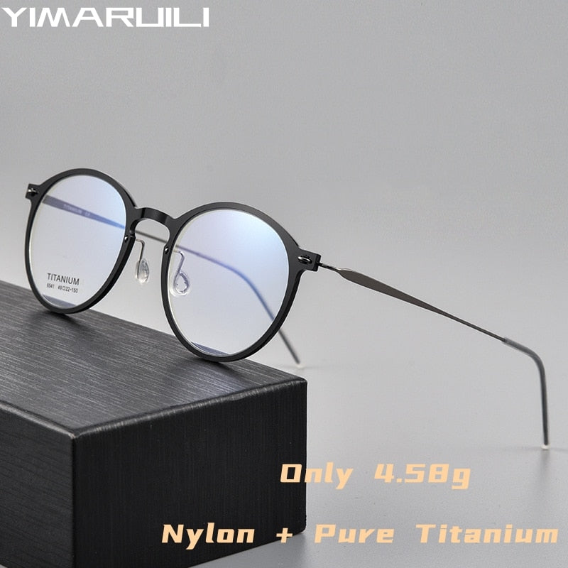 Yimaruili Unisex Full Rim Round Nylon Titanium Eyeglasses 6541hs Full Rim Yimaruili Eyeglasses   