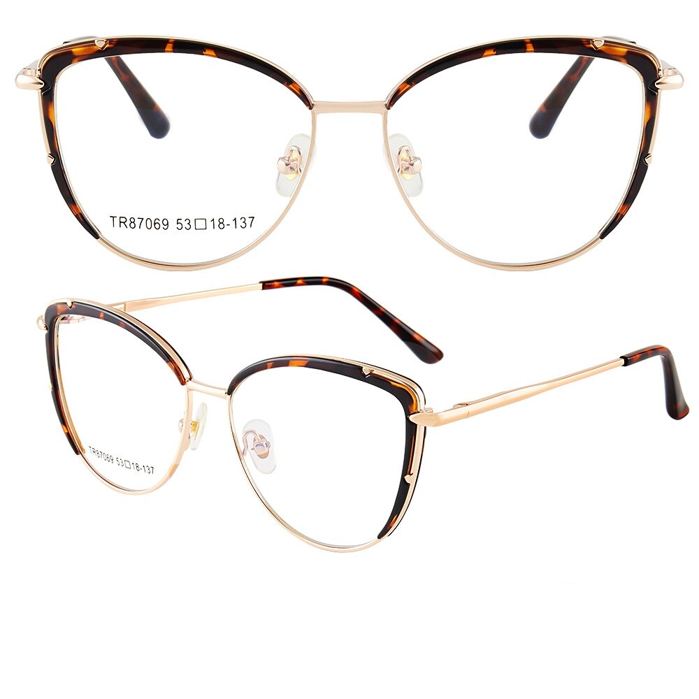 Yimaruili Women's Full Rim Square Cat Eye Alloy Eyeglasses 87069 Full Rim Yimaruili Eyeglasses C6  