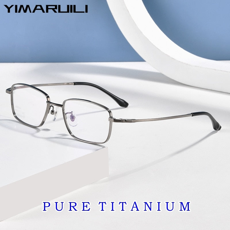 Yimaruili Men's Full Rim Small Square Titanium Eyeglasses J86501 Full Rim Yimaruili Eyeglasses   