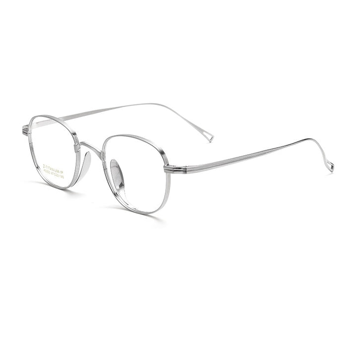 Yimaruili Unisex Full Rim Small Round Square Titanium Alloy Eyeglasses K5093 Full Rim Yimaruili Eyeglasses Silver  