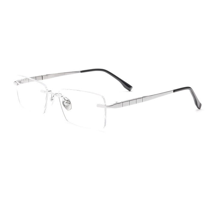 Yimaruili Men's Rimless Square Titanium F91092t Rimless Yimaruili Eyeglasses Silver  