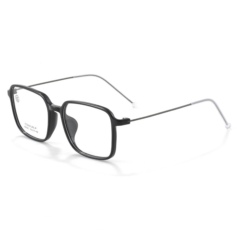 Yimaruili Unisex Full Rim Square Tr 90 Titanium Eyeglasses M9887 Full Rim Yimaruili Eyeglasses Black  