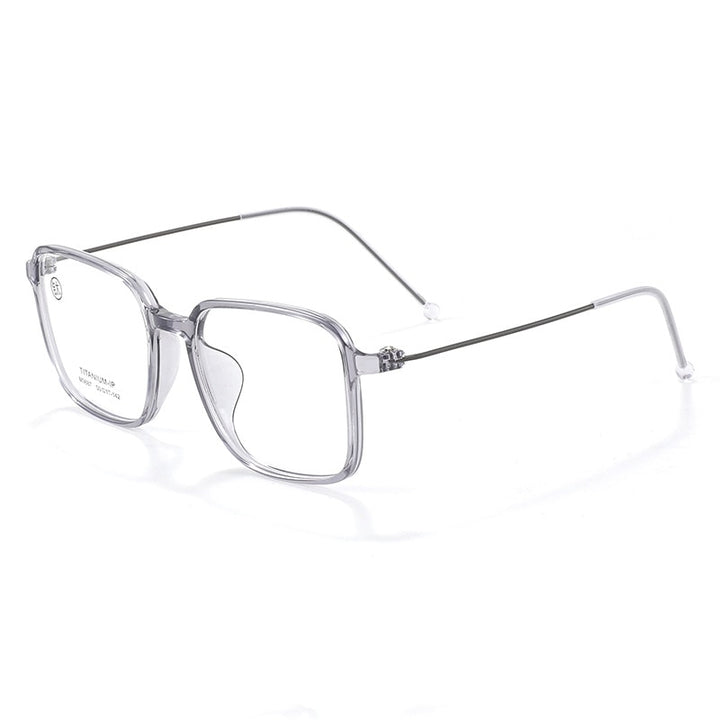 Yimaruili Unisex Full Rim Square Tr 90 Titanium Eyeglasses M9887 Full Rim Yimaruili Eyeglasses Transparent Gray  