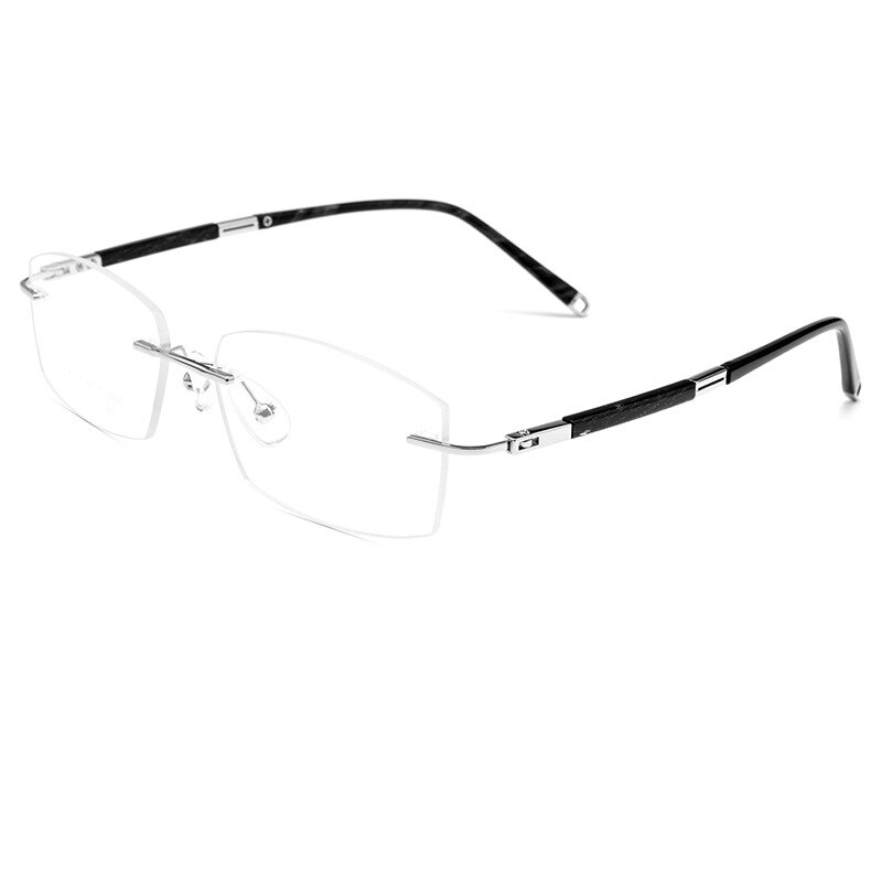 Yimaruili Men's Rimless Rectangle Titanium Eyeglasses Z8wk Rimless Yimaruili Eyeglasses Silver  