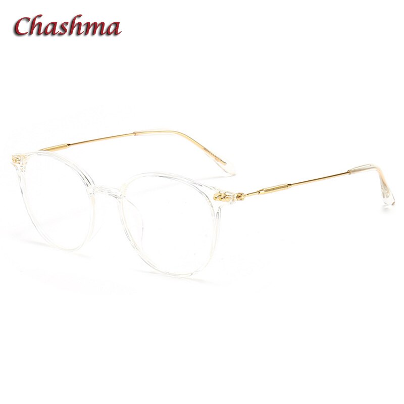 Chashma Ochki Unisex Full Rim Round Tr 90 Titanium Eyeglasses 90045 Full Rim Chashma Ochki Transparent-C3  