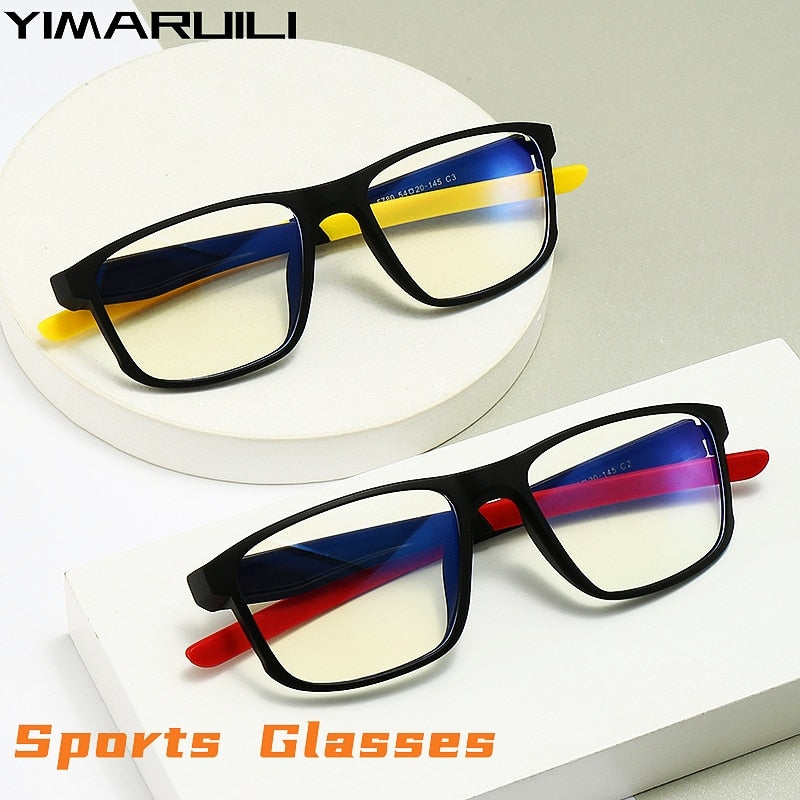 Yimaruili Unisex Full Rim Square Flexible Tr 90 Acetate Sports Eyeglasses Tr5780 Full Rim Yimaruili Eyeglasses   