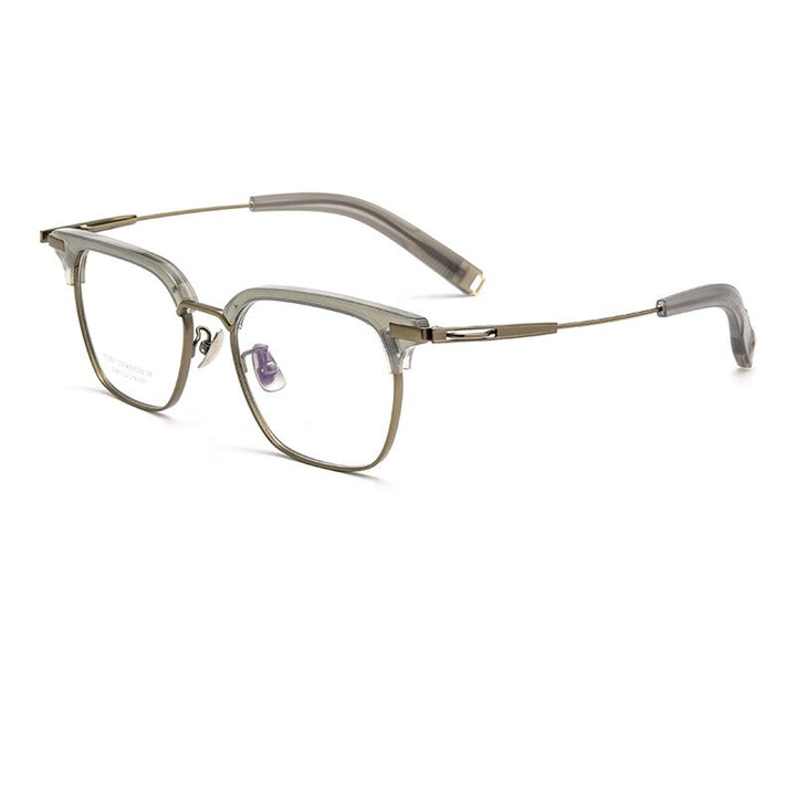 Yimaruili Men's Full Rim Square Acetate Titanium Eyeglasses 2083t Full Rim Yimaruili Eyeglasses Transparent Gray  