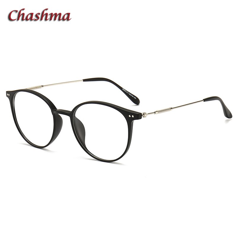 Chashma Ochki Unisex Full Rim Round Tr 90 Titanium Eyeglasses 90045 Full Rim Chashma Ochki Matte Black-C11  