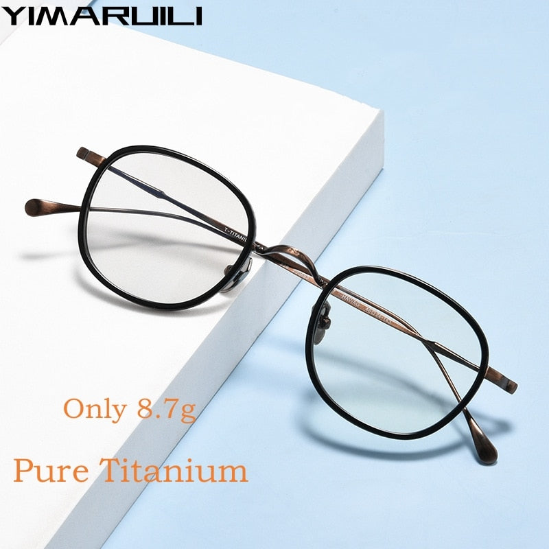 Yimaruili Unisex Full Rim Square Acetate Titanium Eyeglasses Kmn137 Full Rim Yimaruili Eyeglasses   