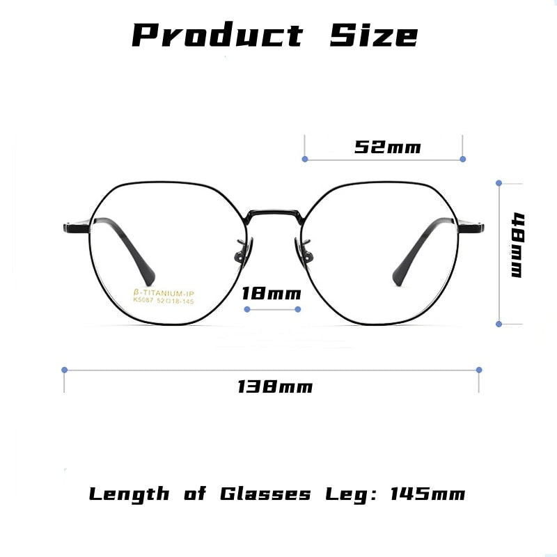 Yimaruili Unisex Full Rim Polygonal Titanium Alloy Eyeglasses K5087 Full Rim Yimaruili Eyeglasses   
