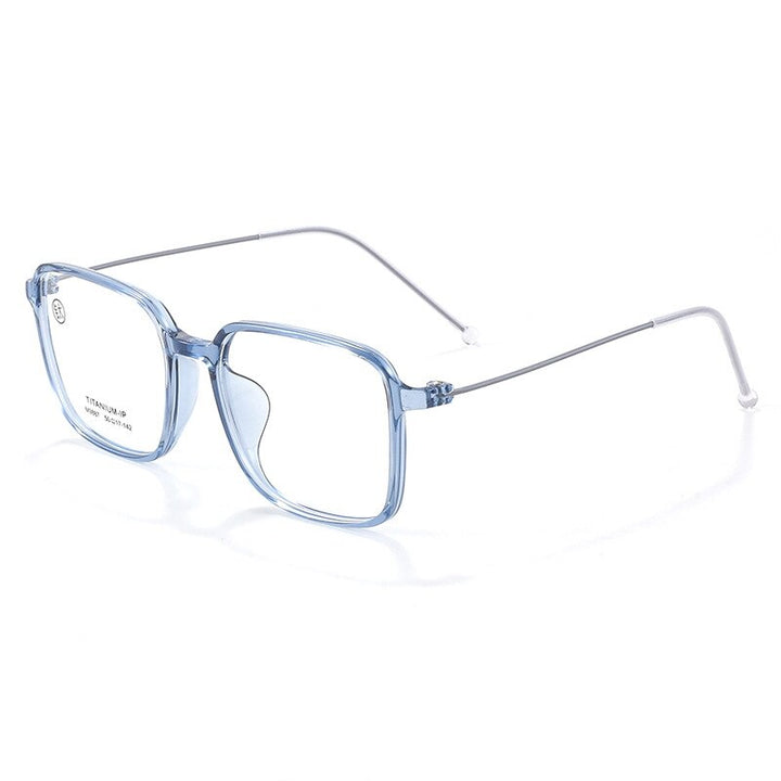 Yimaruili Unisex Full Rim Square Tr 90 Titanium Eyeglasses M9887 Full Rim Yimaruili Eyeglasses Transparent Blue  