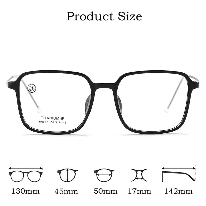 Yimaruili Unisex Full Rim Square Tr 90 Titanium Eyeglasses M9887 Full Rim Yimaruili Eyeglasses   