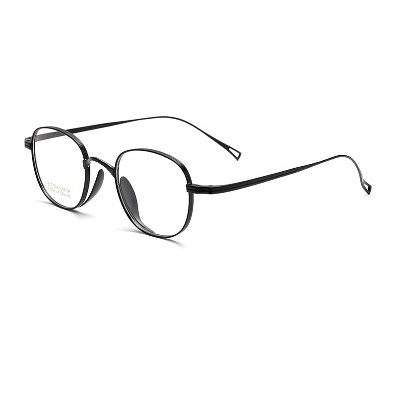 Yimaruili Unisex Full Rim Small Round Square Titanium Alloy Eyeglasses K5093 Full Rim Yimaruili Eyeglasses Black  