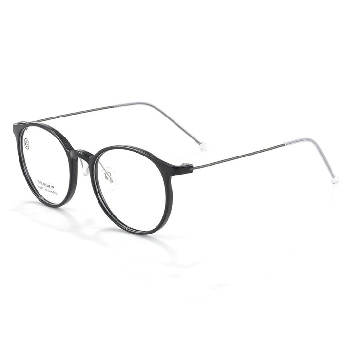 KatKani Unisex Full Rim Round Tr 90 Titanium Eyeglasses M9881 Full Rim KatKani Eyeglasses Black  