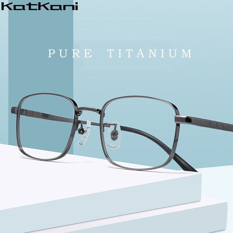 KatKani Unisex Full Rim Square Titanium Eyeglasses 9022yt Full Rim KatKani Eyeglasses   
