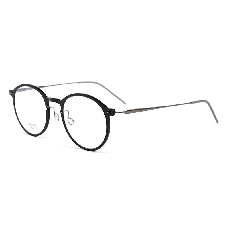 Yimaruili Unisex Full Rim Round Nylon Titanium Eyeglasses 6541hs Full Rim Yimaruili Eyeglasses Black Gun  
