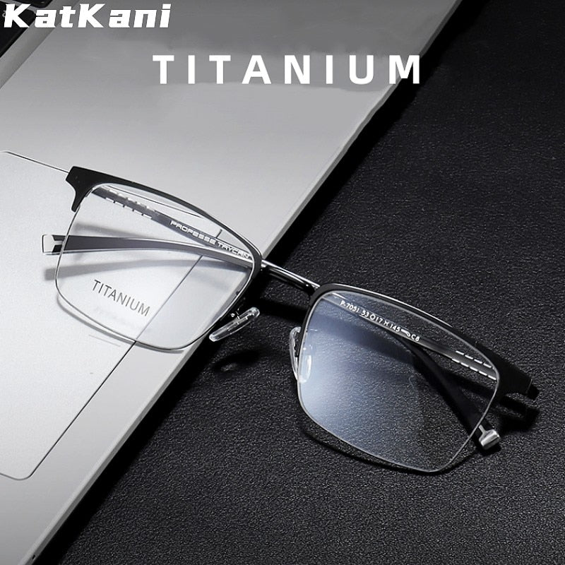 KatKani Unisex Full Rim Square Tr 90 Titanium Eyeglasses 7051 Full Rim KatKani Eyeglasses   
