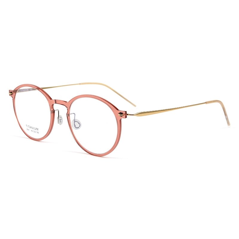 Yimaruili Unisex Full Rim Round Nylon Titanium Eyeglasses 6541hs Full Rim Yimaruili Eyeglasses Red Gold  