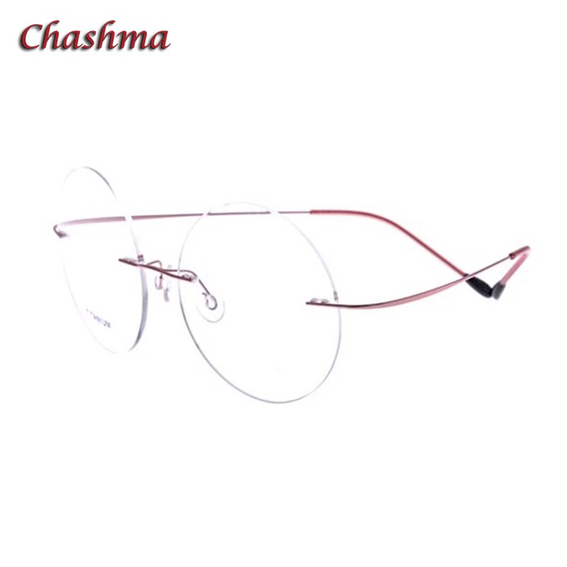 Chashma Ochki Unisex Rimless Round Titanium Eyeglasses 9613 Rimless Chashma Ochki Pink  