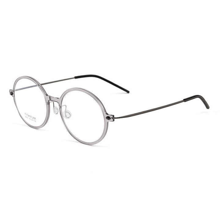 Yimaruili Unisex Full Rim Round Screwless Nylon Titanium Eyeglasses 6523hs Full Rim Yimaruili Eyeglasses Transparent Gray  