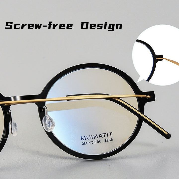 Yimaruili Unisex Full Rim Round Screwless Nylon Titanium Eyeglasses 6523hs Full Rim Yimaruili Eyeglasses   